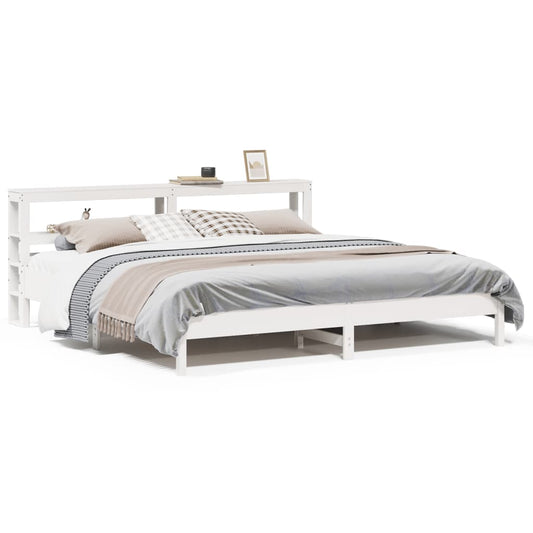 Bed Frame without Mattress White 180x200 cm Super King Solid Wood Pine