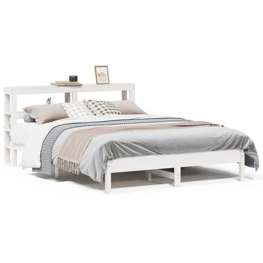 Bed Frame without Mattress White 150x200 cm King Size Solid Wood Pine