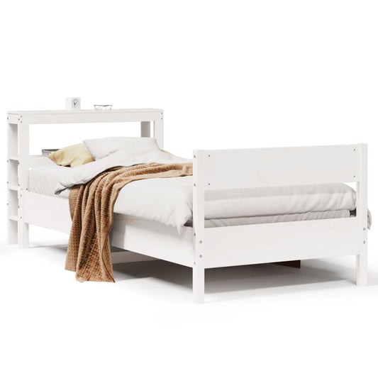 Bed Frame without Mattress White 75x190 cm Small Single Solid Wood Pine
