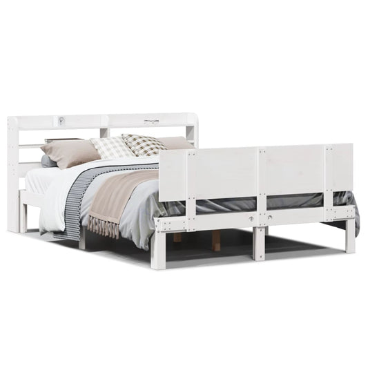 Bed Frame with Headboard without Mattress White 150x200 cm