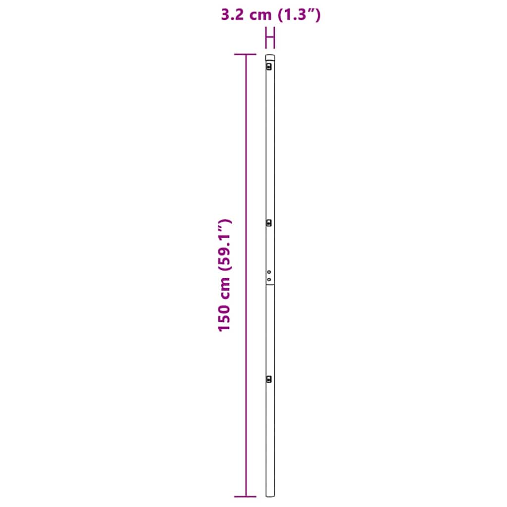 Embedded Fence Post 26 pcs Green Powder-Coated Steel