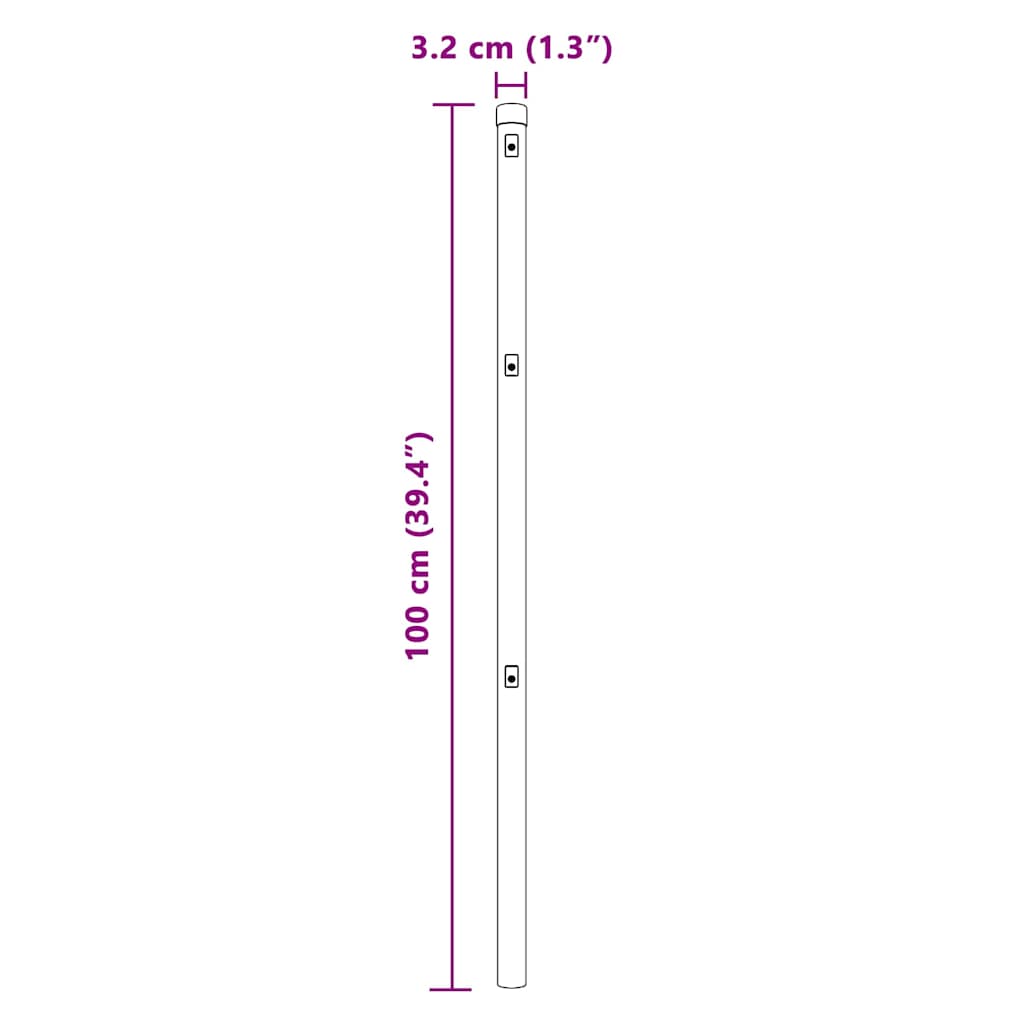 Embedded Fence Post 52 pcs Silver Powder-Coated Steel