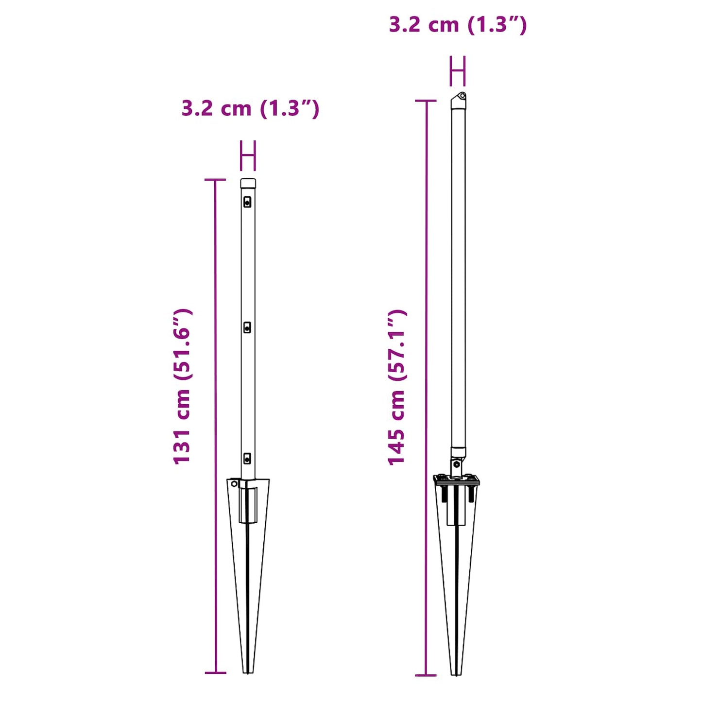 Ground Spike Fence Post 52 pcs Silver Powder-Coated Steel