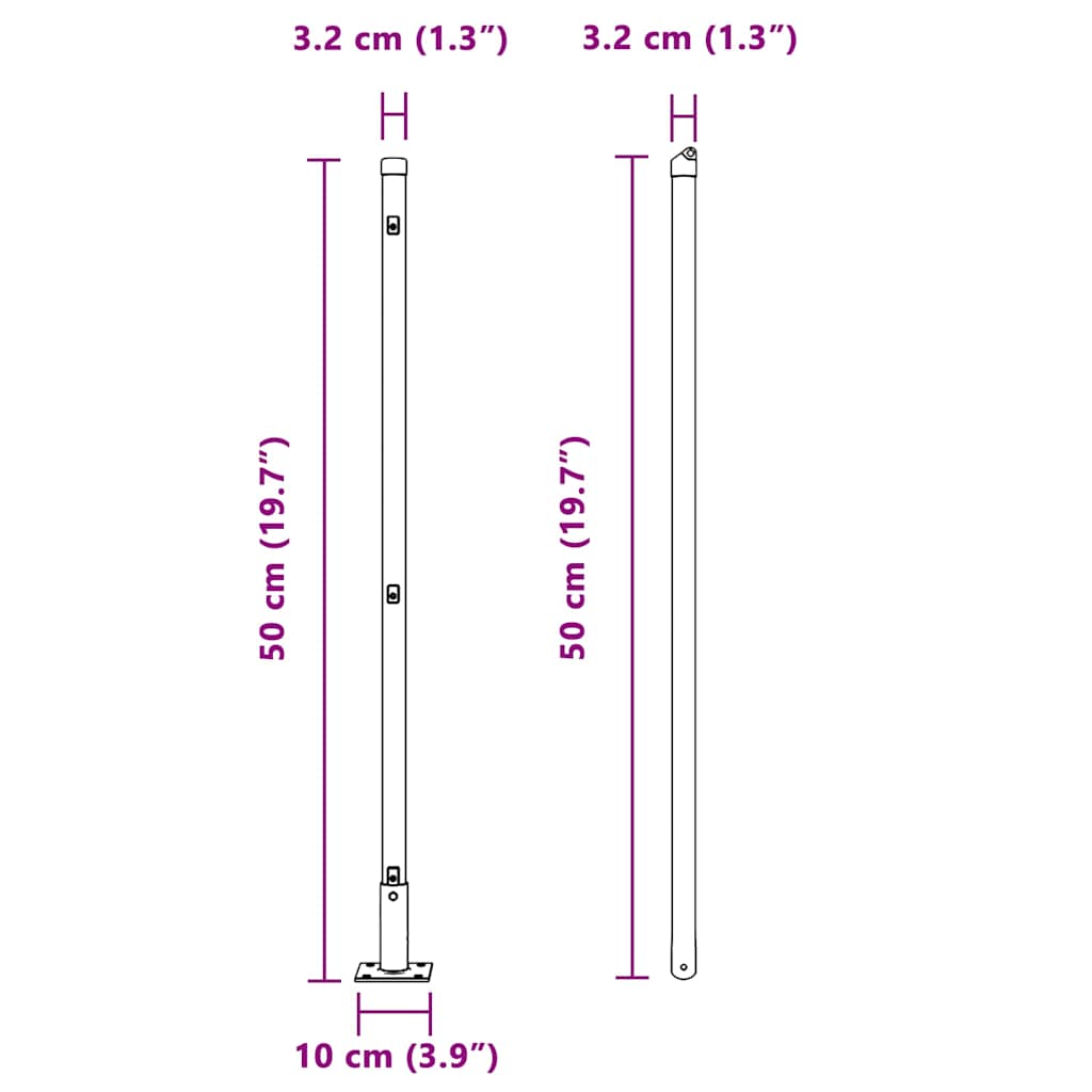 Fence Post with Concrete Base 52 pcs Green Powder-Coated Steel
