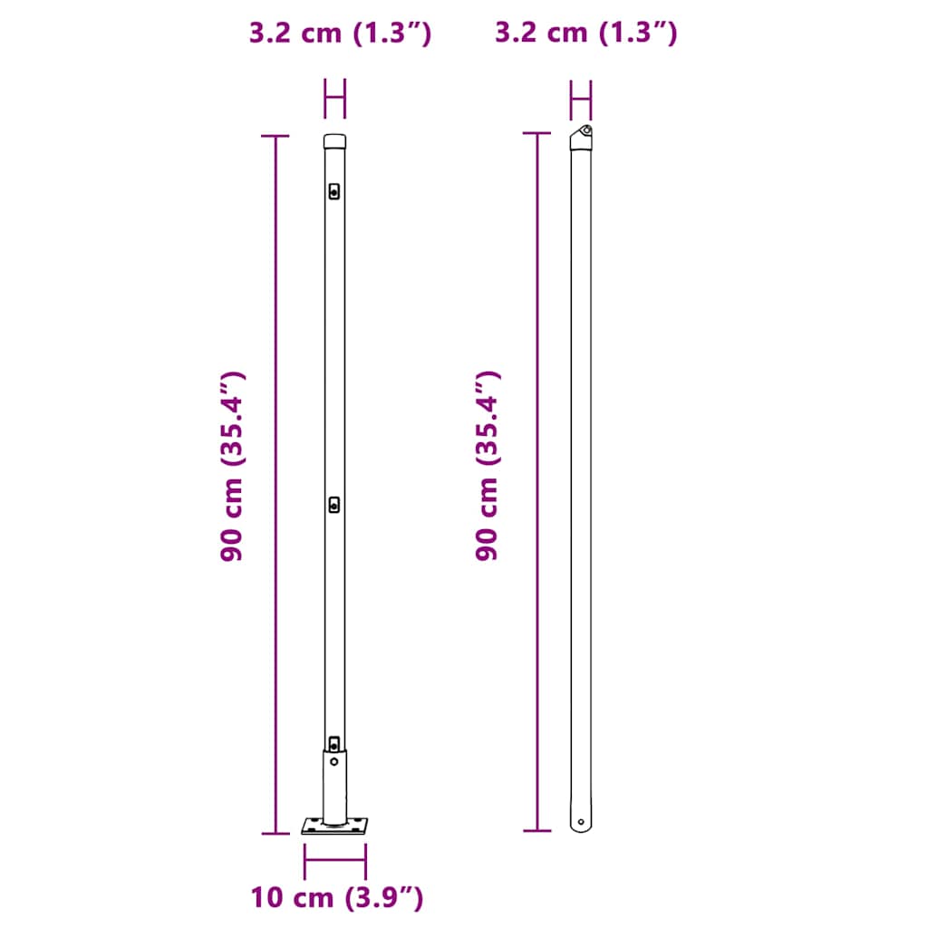 Fence Post with Concrete Base 52 pcs Green Powder-Coated Steel
