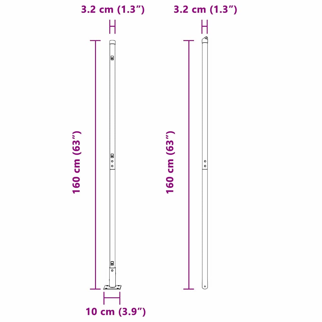 Fence Post with Concrete Base 26 pcs Grey Powder-Coated Steel