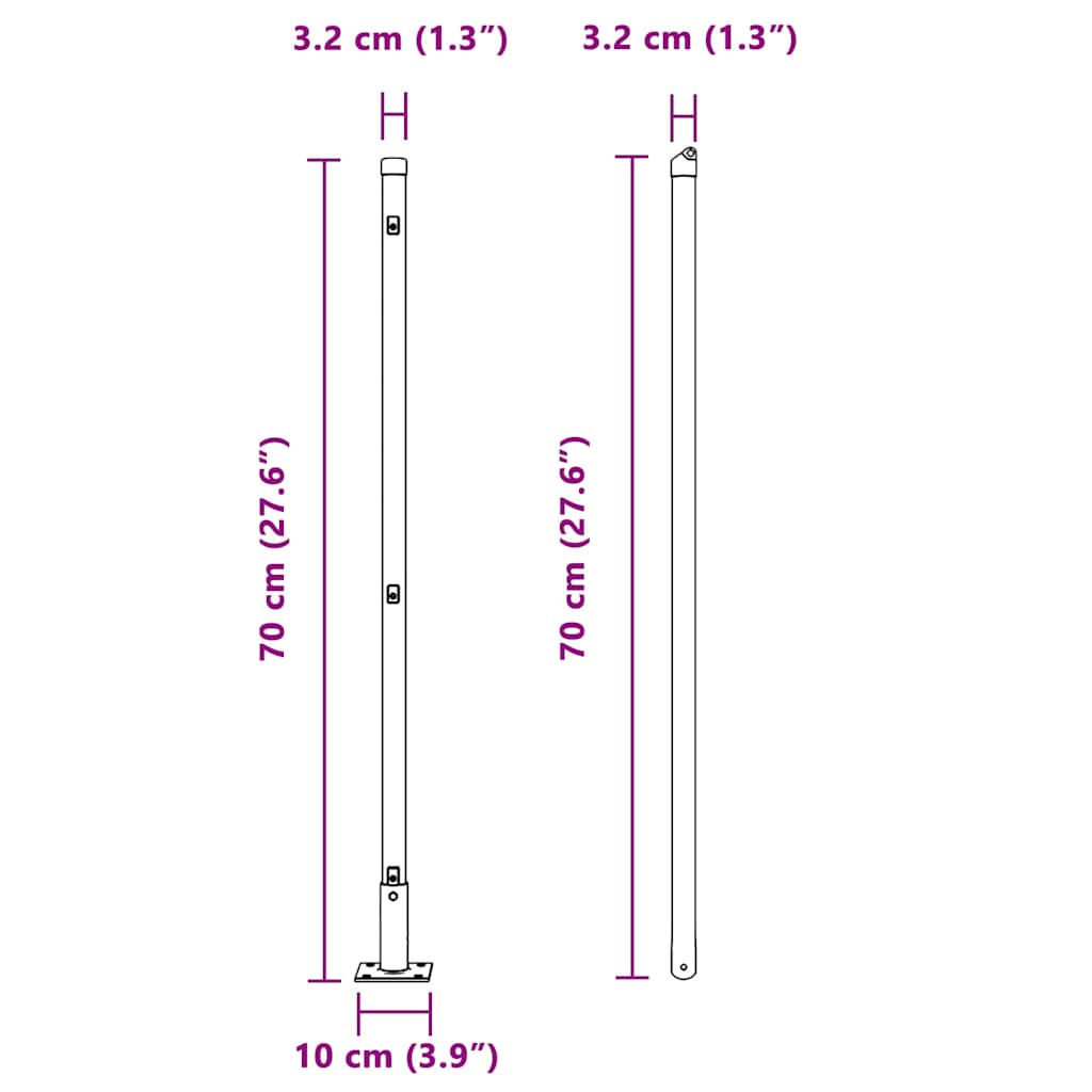 Fence Post with Concrete Base 52 pcs Silver Powder-Coated Steel