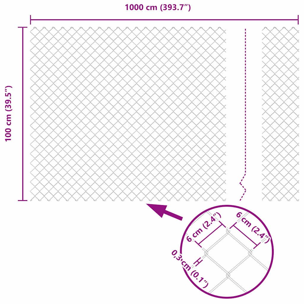 Chainlink Fence with Spikes 10 x 1 m Galvanised Steel Silver