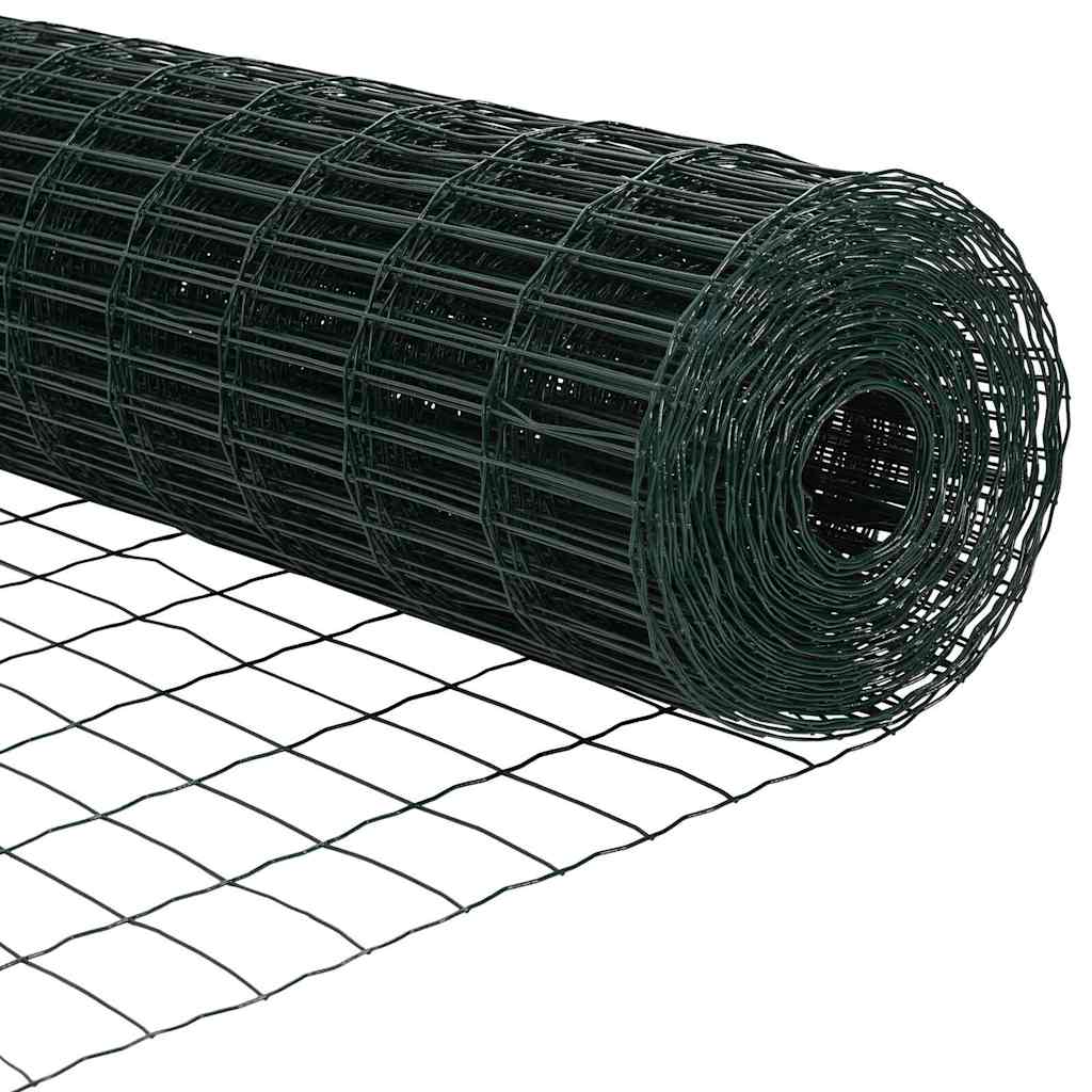 Euro Fence with Spikes 10 x 1 m PVC-Coated Steel Green Mesh