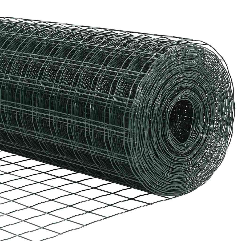 Euro Fence with Spikes 25 x 1.2 m PVC-Coated Steel Green Mesh