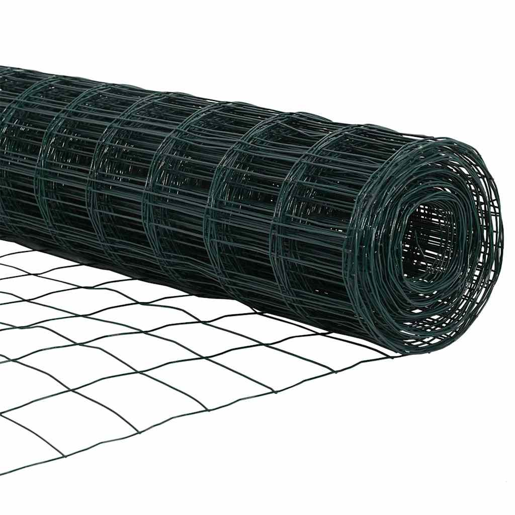 Euro Fence with Spikes 25 x 0.8 m PVC-Coated Steel Green Mesh