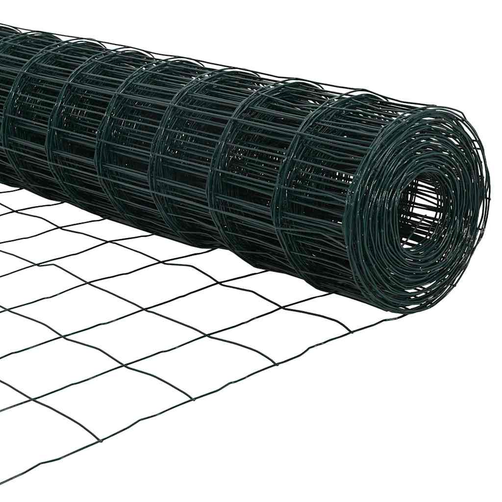 Euro Fence with Spikes 25 x 0.4 m PVC-Coated Steel Green Mesh