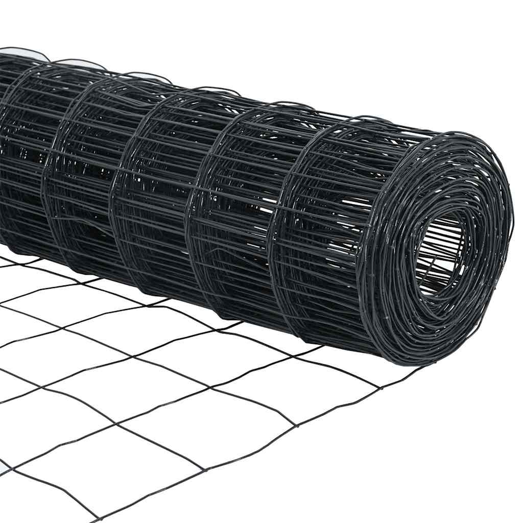 Euro Fence with Spikes 10 x 1 m PVC-Coated Steel Grey Mesh