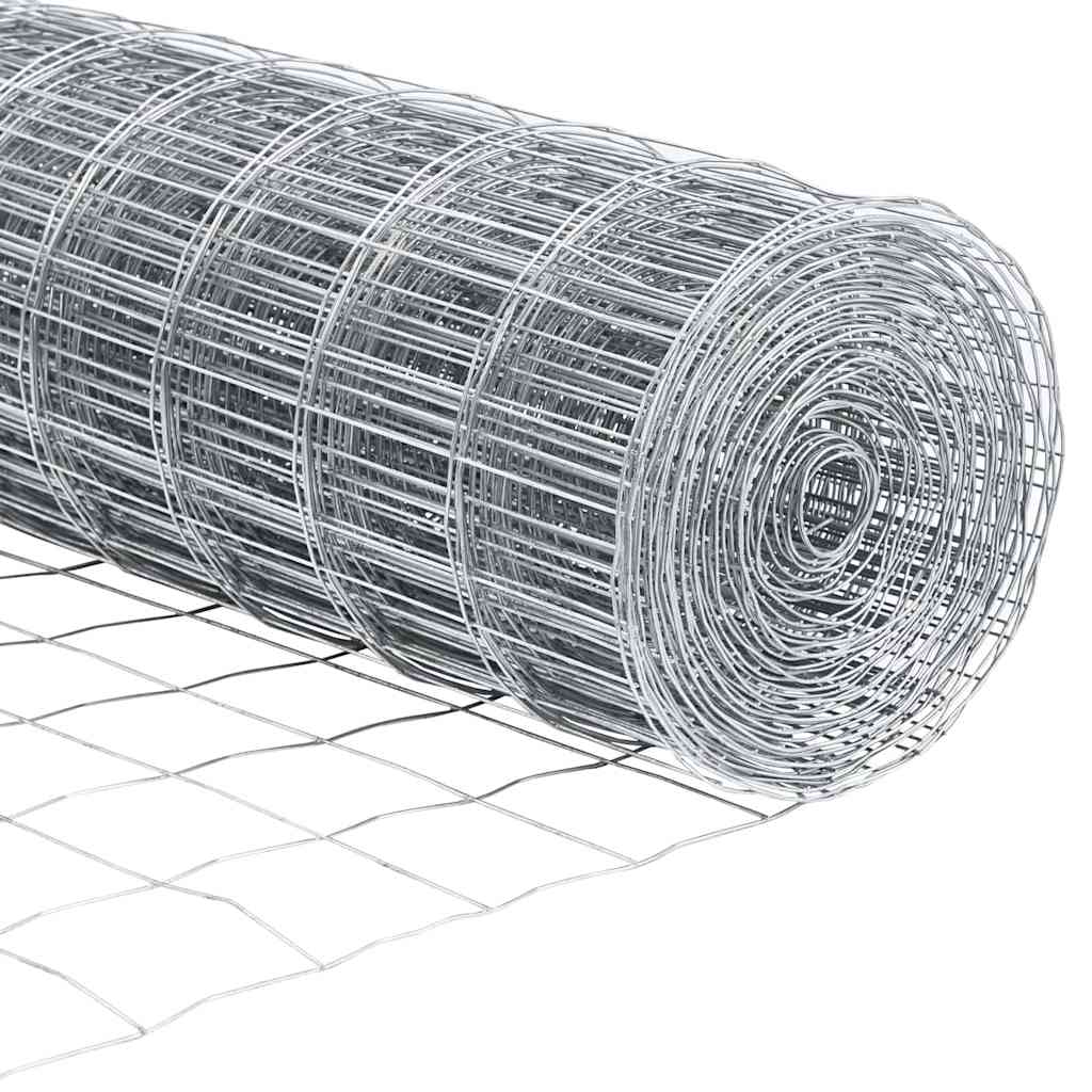 Outdoor Euro Fence with Spikes 25 x 1 m Galvanised Steel Silver