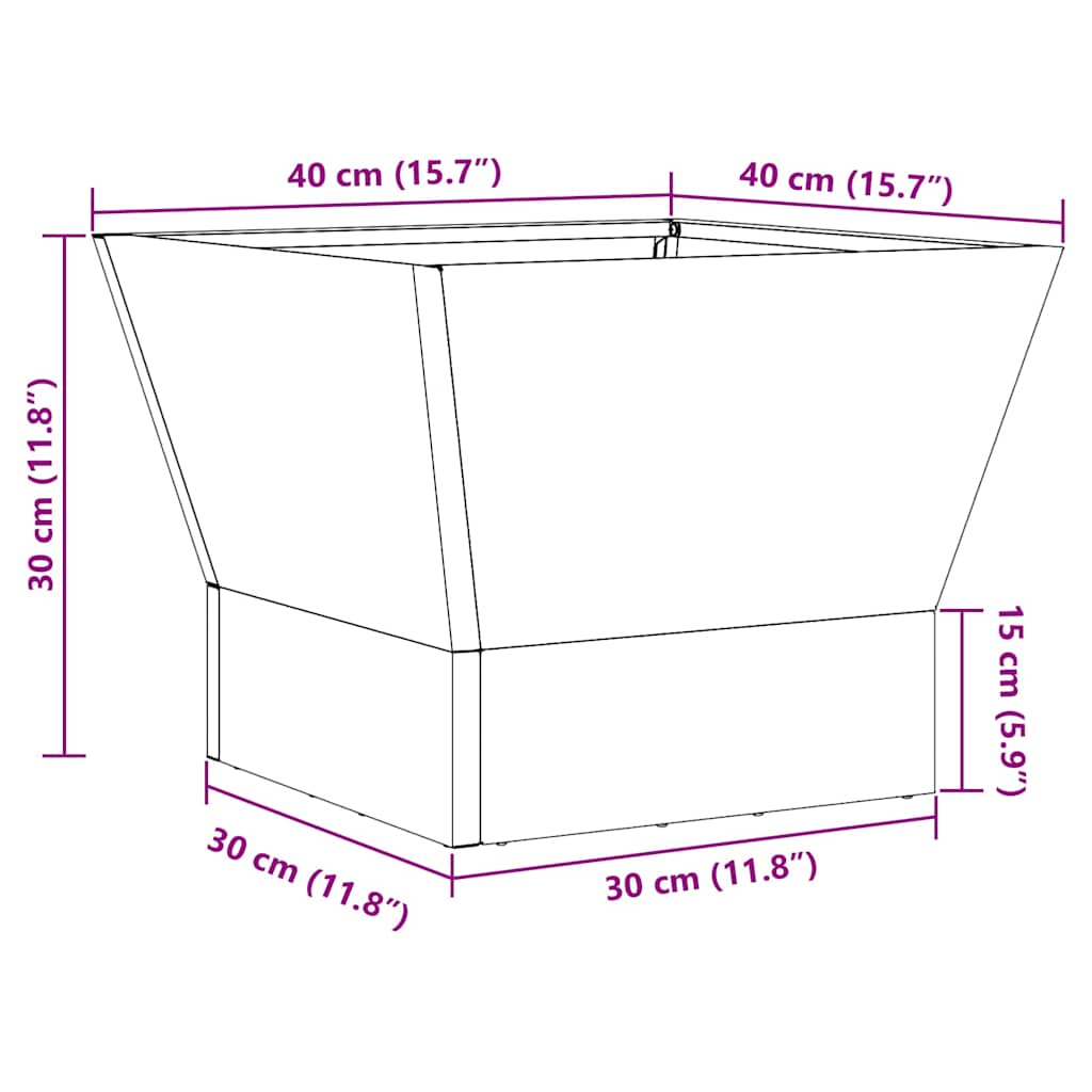 Fire Bowl Black 40 x 40 x 35 cm Weathering Steel