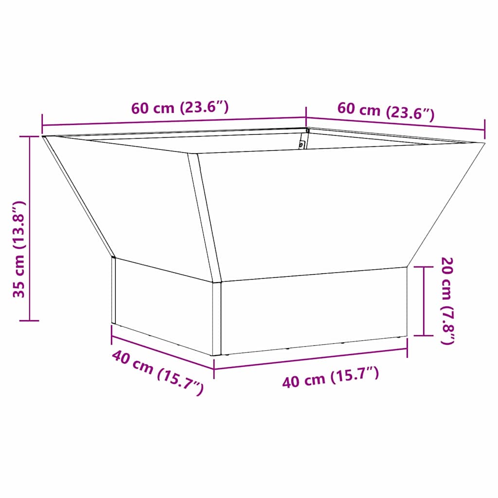 Fire Bowl Black 60 x 60 x 35 cm Weathering Steel