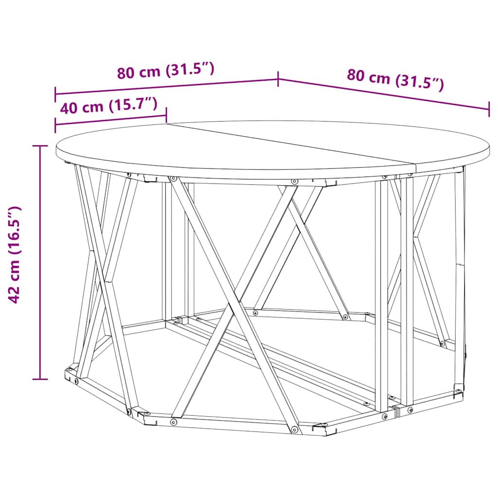 Coffee Table Artisan oak 80 x 80 x 42 cm
