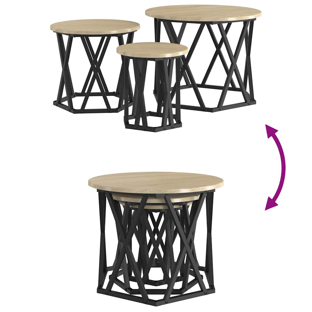 Nesting Side Table 3 pcs Sonoma Oak 53 x 53 x 40 cm