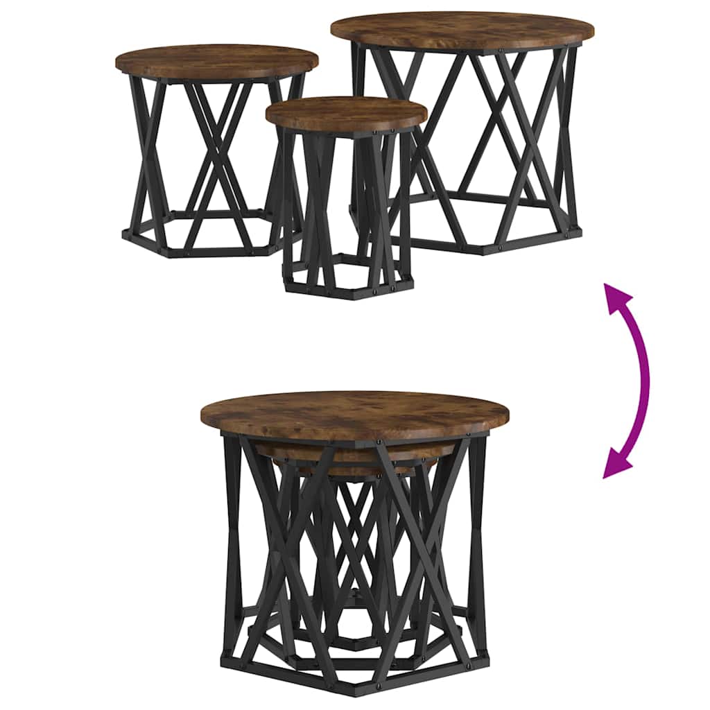 Nesting Side Table 3 pcs Smoked Oak 53 x 53 x 40 cm