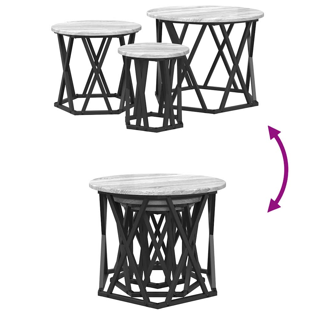 Nesting Side Table 3 pcs Grey Sonoma 53 x 53 x 40 cm
