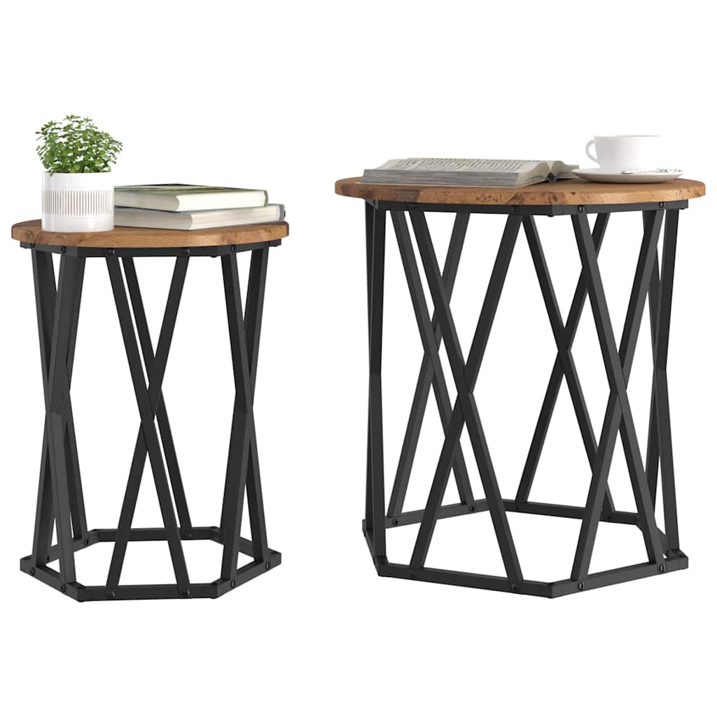 Coffee Table 2 pcs Old wood 50 x 50 x 50 cm