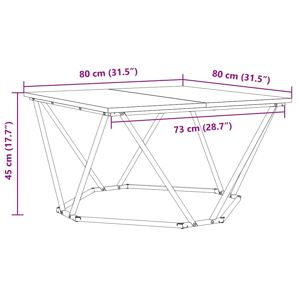Coffee Table Old Wood 80 x 80 x 45 cm Engineered Wood and Steel