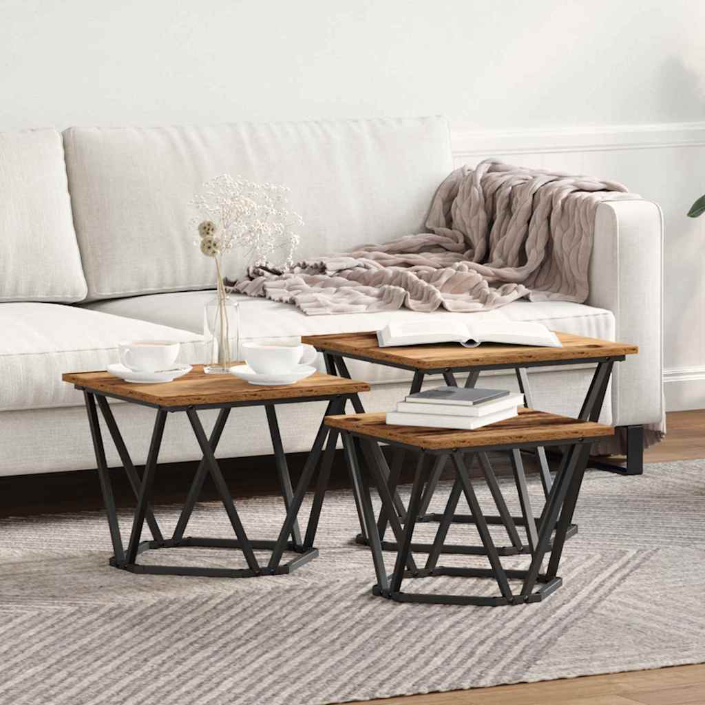 Coffee Table 3 pcs Old wood 50 x 50 x 40 cm