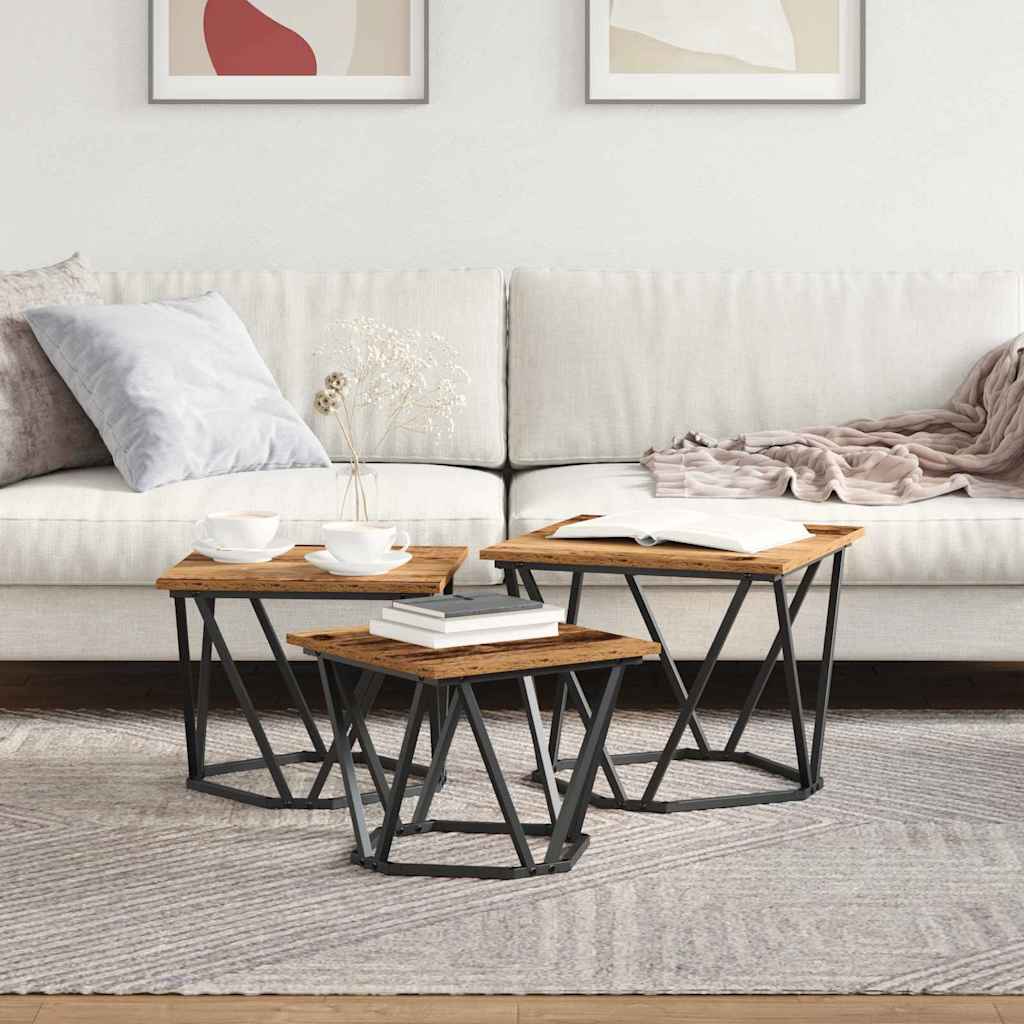 Coffee Table 3 pcs Old wood 50 x 50 x 40 cm