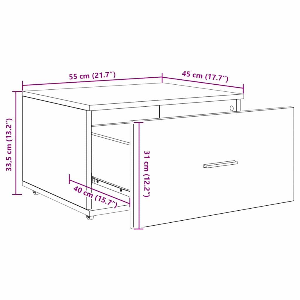 Drawer Cabinet 55 x 45 x 31 cm Old Wood
