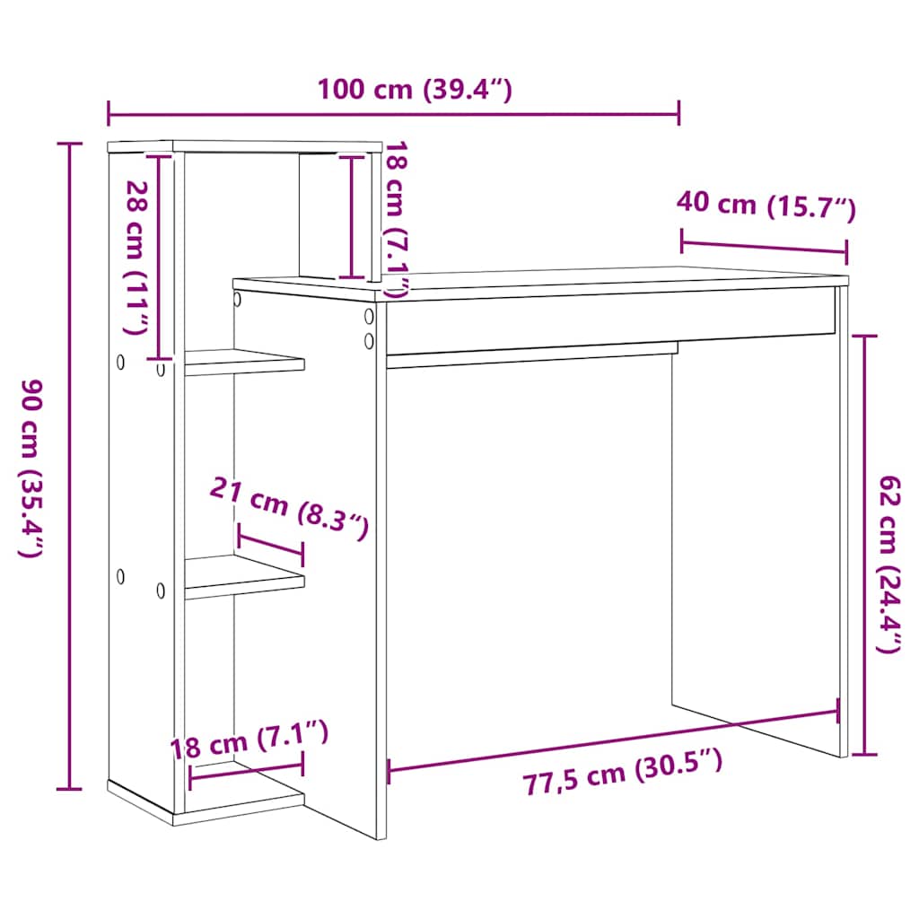 Desk Old Wood Engineered Wood 100 x 40 x 90 cm
