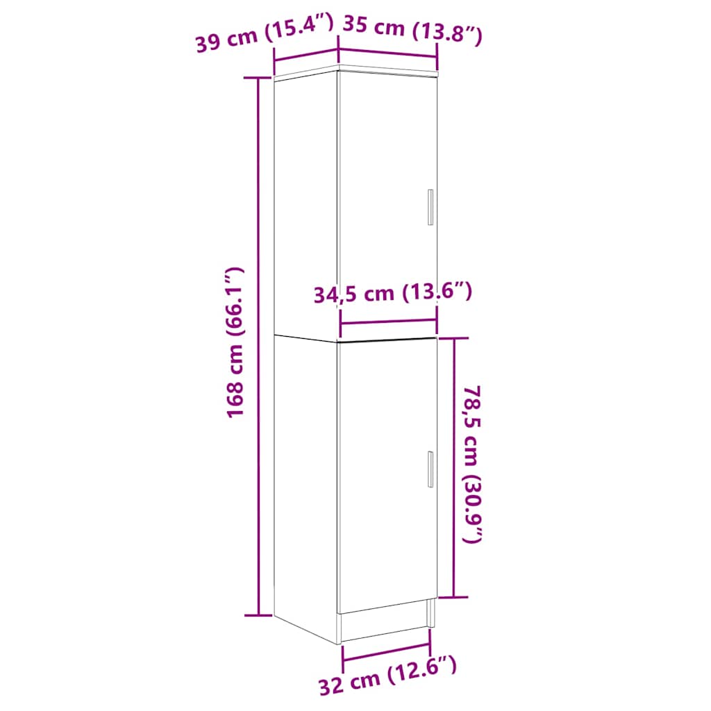Highboard Smoked Oak 35 x 39 x 168 cm