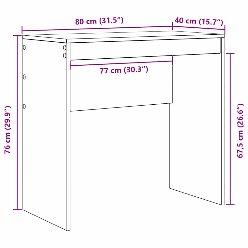 Desk Grey Sonoma 80 x 40 x 76 cm