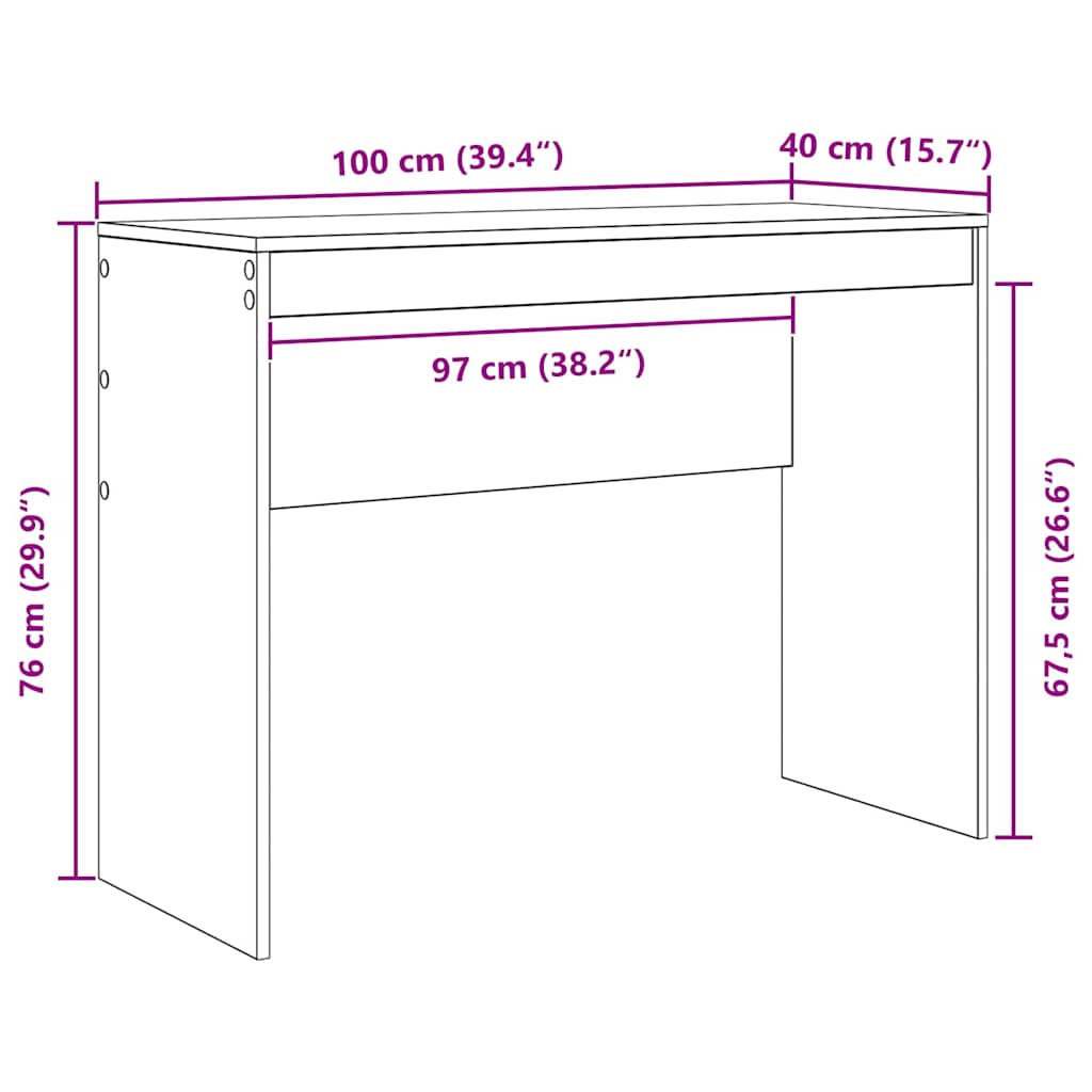 Desk Black Oak 100 x 40 x 76 cm