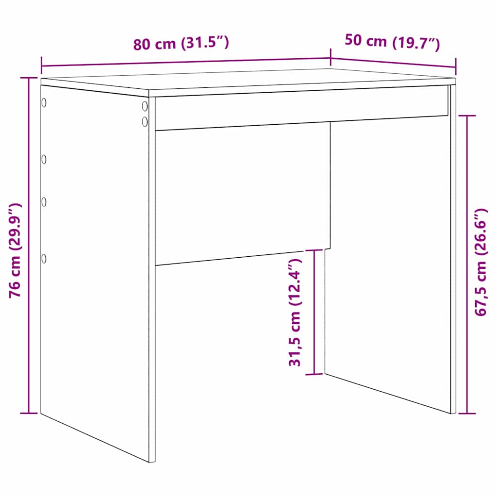 Desk Smoked Oak 80 x 50 x 76 cm