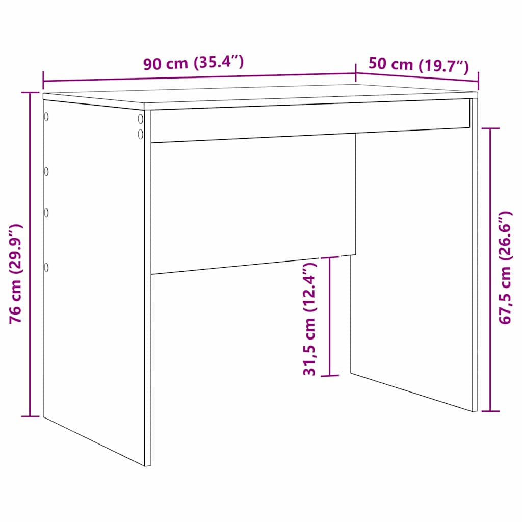Desk Sonoma Oak 90 x 50 x 76 cm