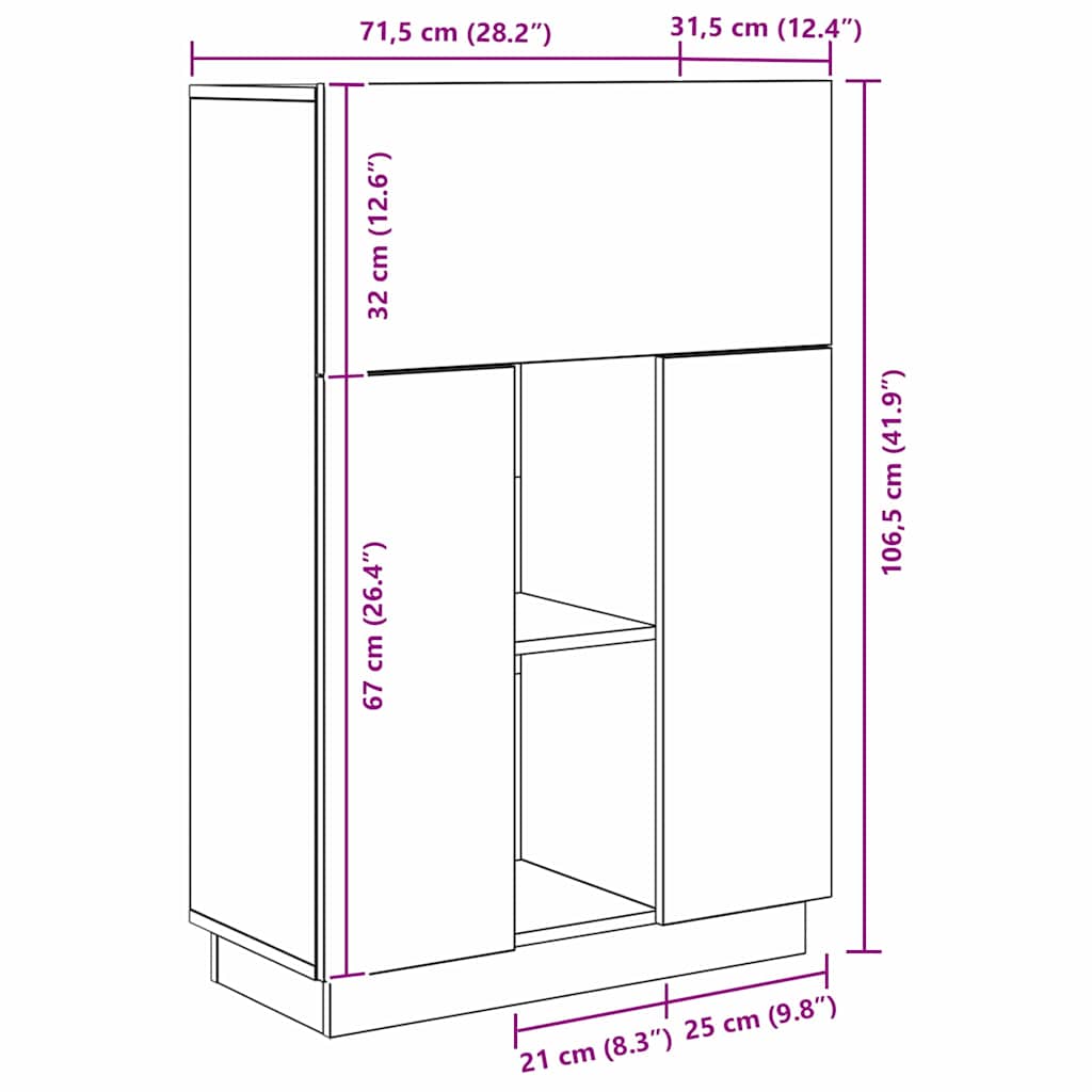 Desk White 71.5 x 31.5 x 106.5 cm Engineered Wood