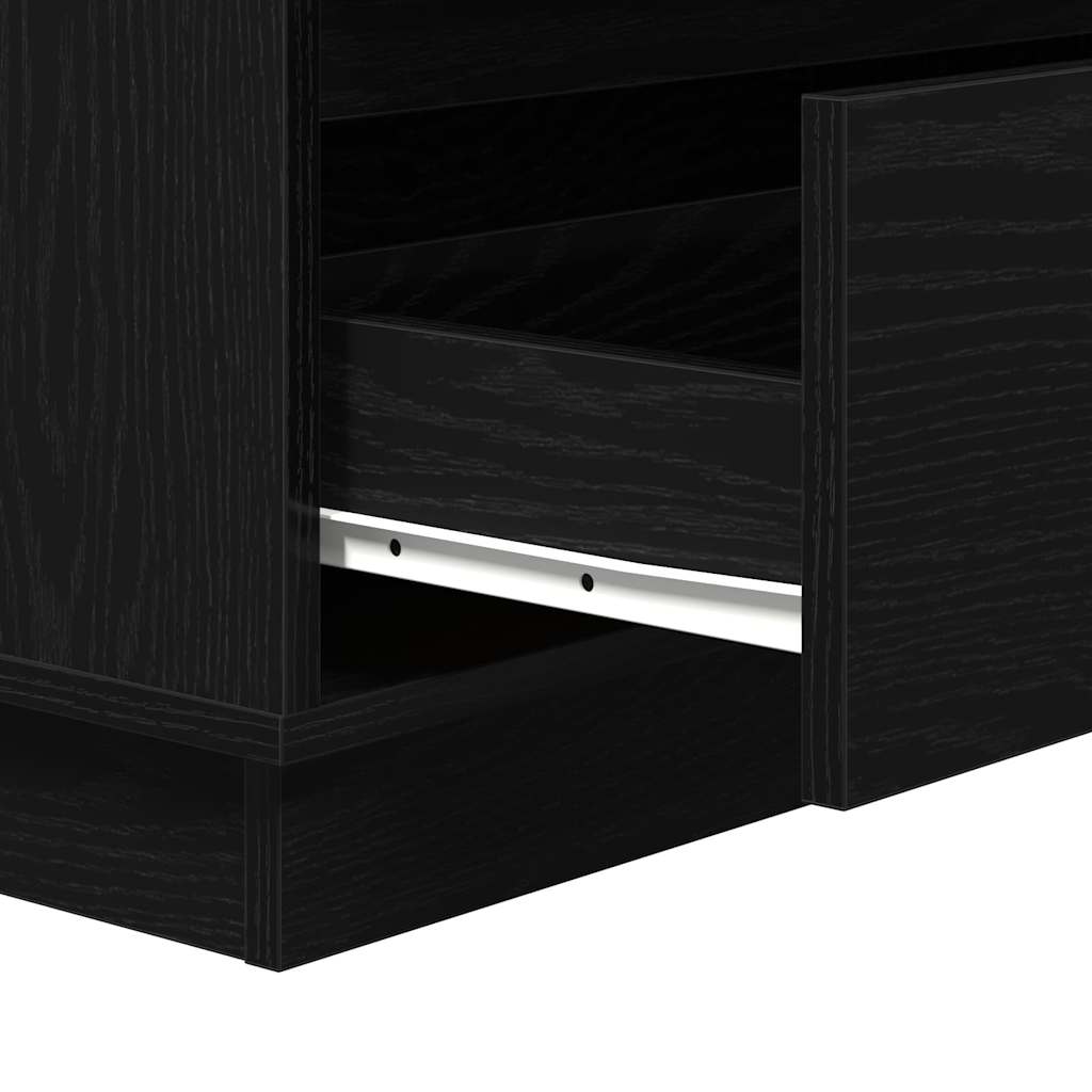 Bedside Cabinet Black Oak 71 x 34.5 x 75 cm Engineered wood