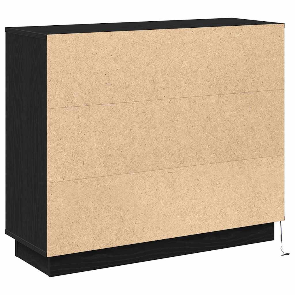 LED Sideboard Black Oak 90 x 32 x 75 cm Engineered Wood