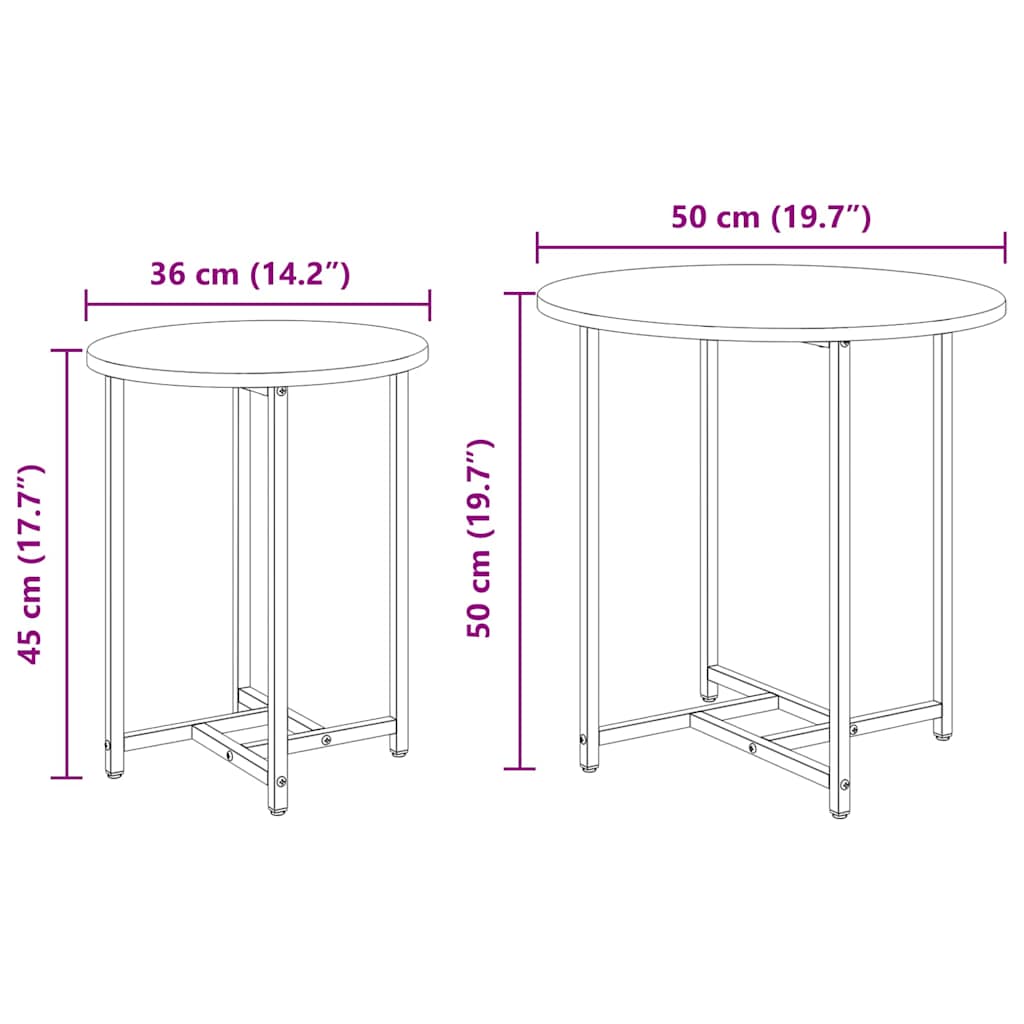 Side Table Set 2 pcs Sonoma Oak and Black 50 x 50 x 50 cm