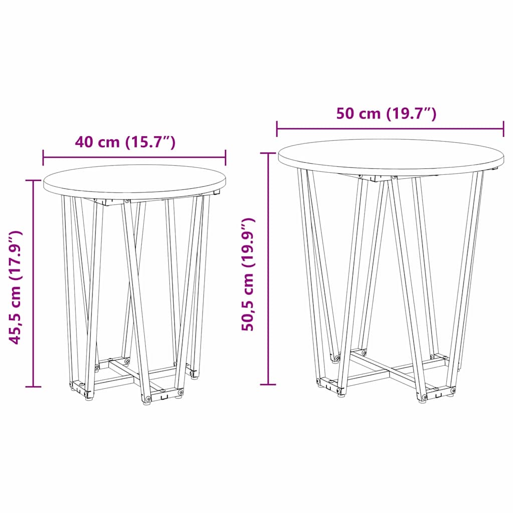 Side Table Set 2 pcs Old Wood and Black 50 x 50 x 50.5 cm