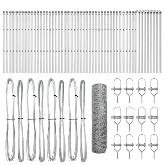 Hexagonal Fence Ground Fix 100 x 0.5 m Galvanised Steel Silver