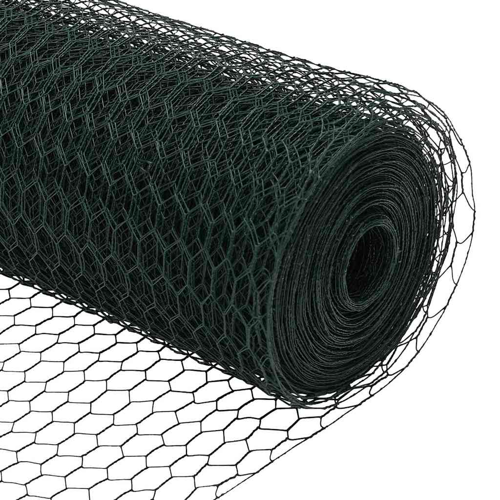 Hexagonal Fence with Post 50 x 1.2 m PVC-Coated Steel Green