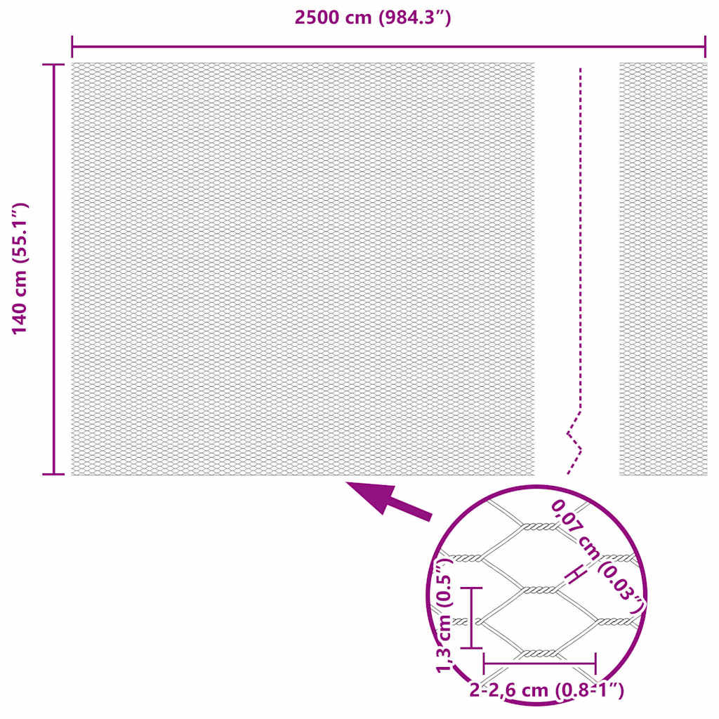 Hexagonal Fence with Post 25 x 1.4 m PVC-Coated Steel Grey Mesh