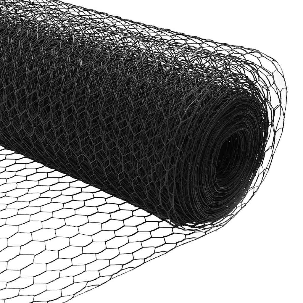 Hexagonal Fence with Post 100 x 1.2 m PVC-Coated Steel Grey
