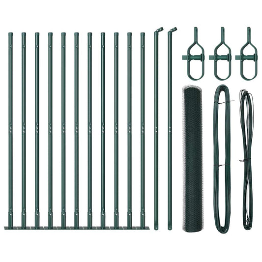 Hexagonal Fence with Concrete Base 25 x 1.2 m PVC-Coated Steel