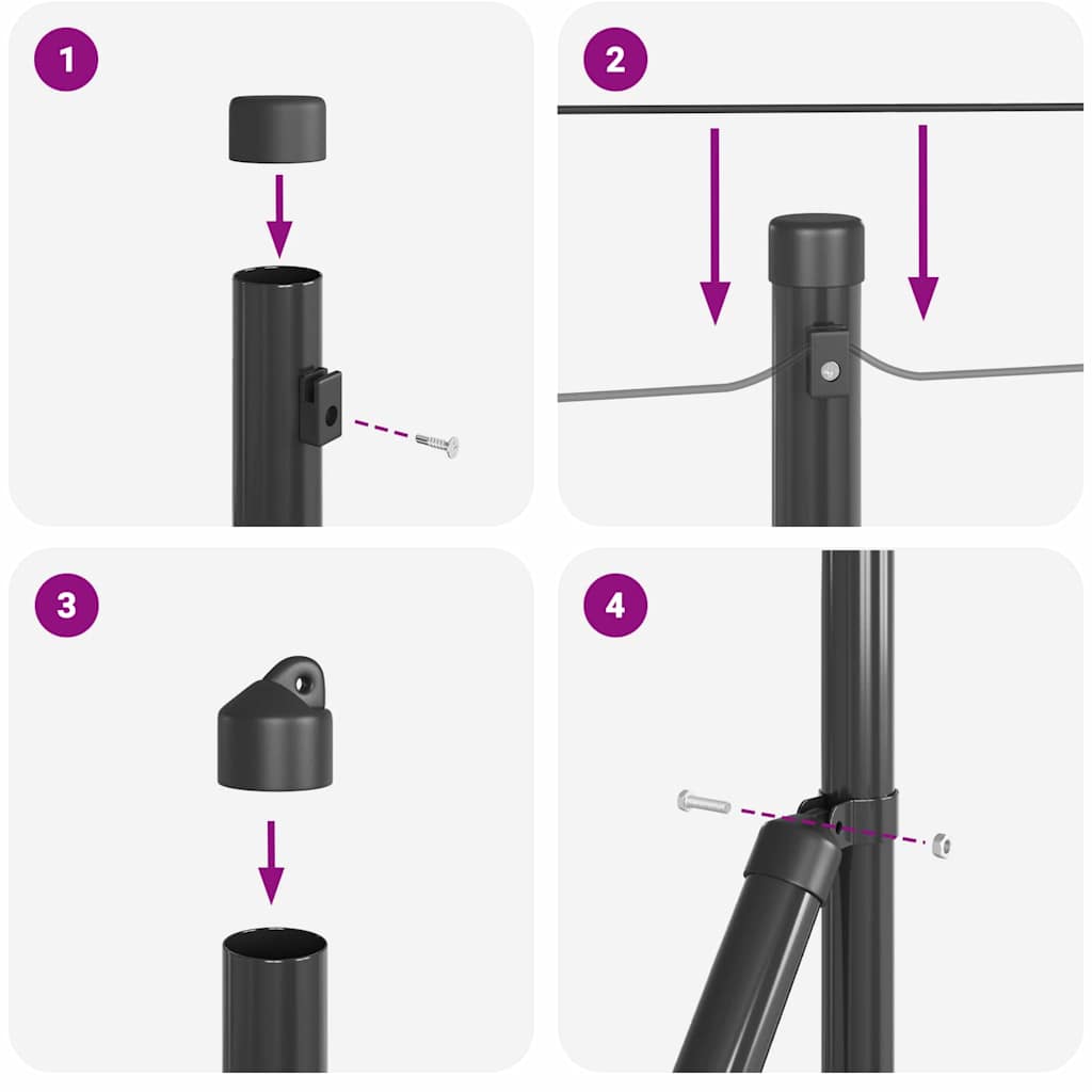 Welded Wire Fence Ground Fix 100 x 0.4 m PVC-Coated Steel Grey