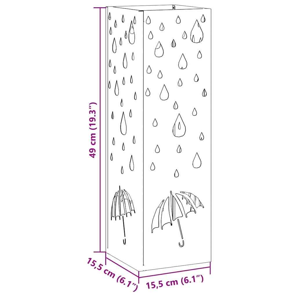 Rain Umbrella Stand White 15.5 x 15.5 x 49 cm Steel