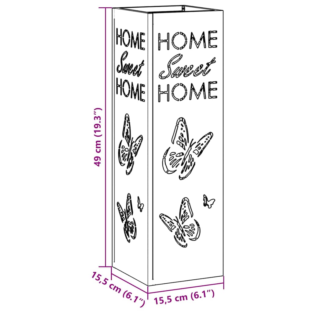 Rain Umbrella Stand with Storage Pink 15.5 x 15.5 x 49 cm Steel