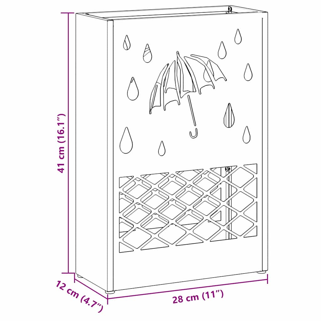 Rain Umbrella Stand Anthracite 28 x 12 x 41 cm Steel