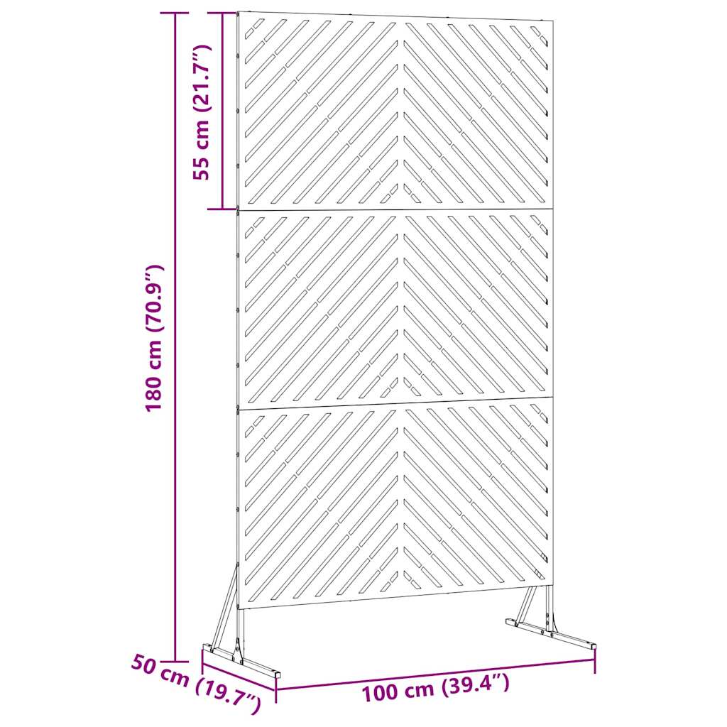 Privacy Screen 100 x 50 x 180 cm Steel Olive Green
